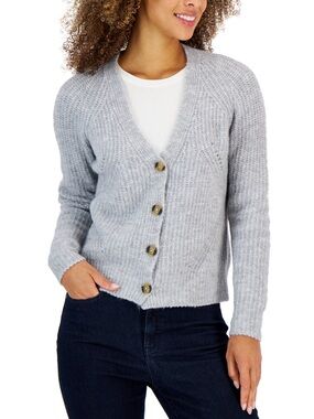 NWT Style & Co Cropped Boy Friend Cardigan Heather Gray size XL